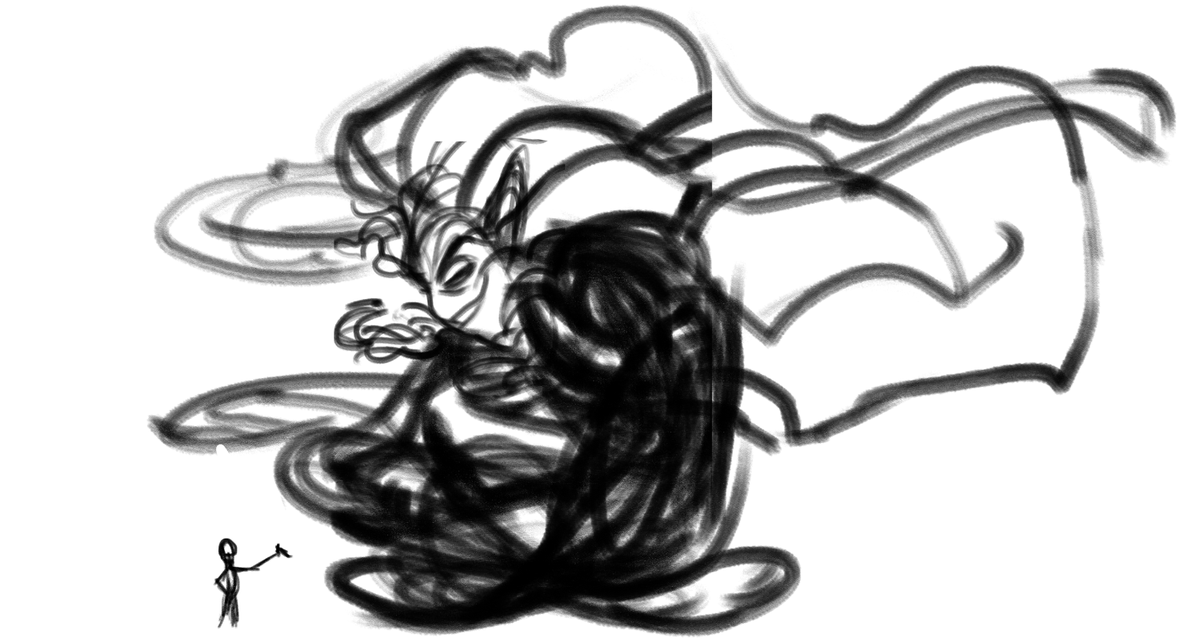 another one of these because i can

i tried a bunch of different directions for this and while i like the final, i'm not sure it was the best direction to pick....... he got more and more sinister-looking as I went. kinda miss the version where he just looked amused LOL 