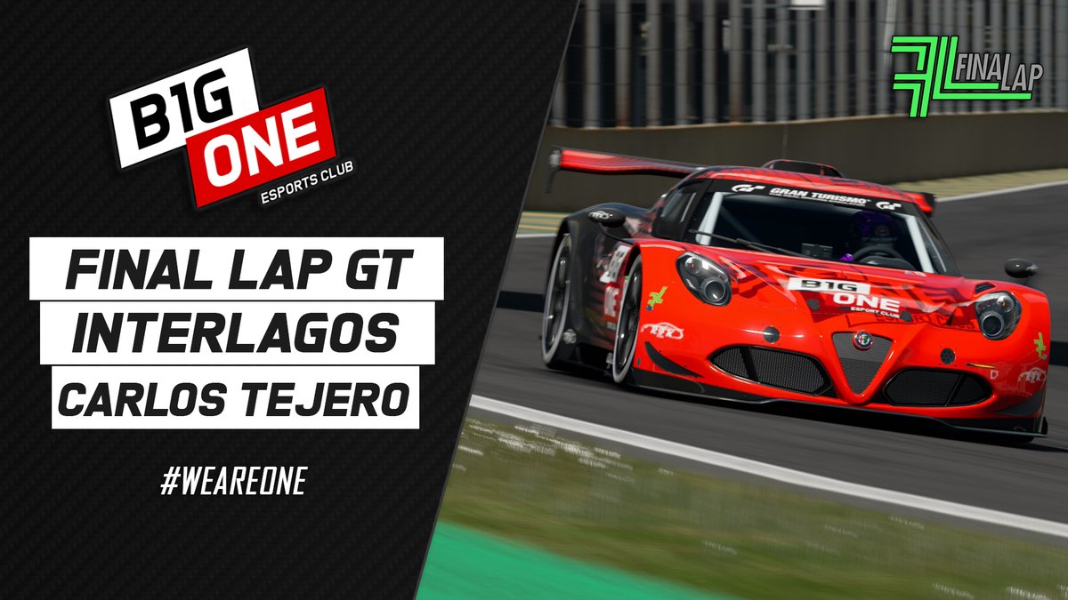 BigOneClub's tweet photo. #GTSport 

#Finalap de @FinaLap_eSports 

Tras la P9 de @B1_Ankher_MM hoy es el turno de @B1_CarlosTejero con el @AlfaRomeo_es 4C de Gr.3

Sigue la carrera onboard de nuestro piloto:
https://t.co/FXAC8Fm4U2

O sigue la retransmisión oficial:
https://t.co/bK5dsAY1ti

#WeAreOne https://t.co/8jlkQZol5Y