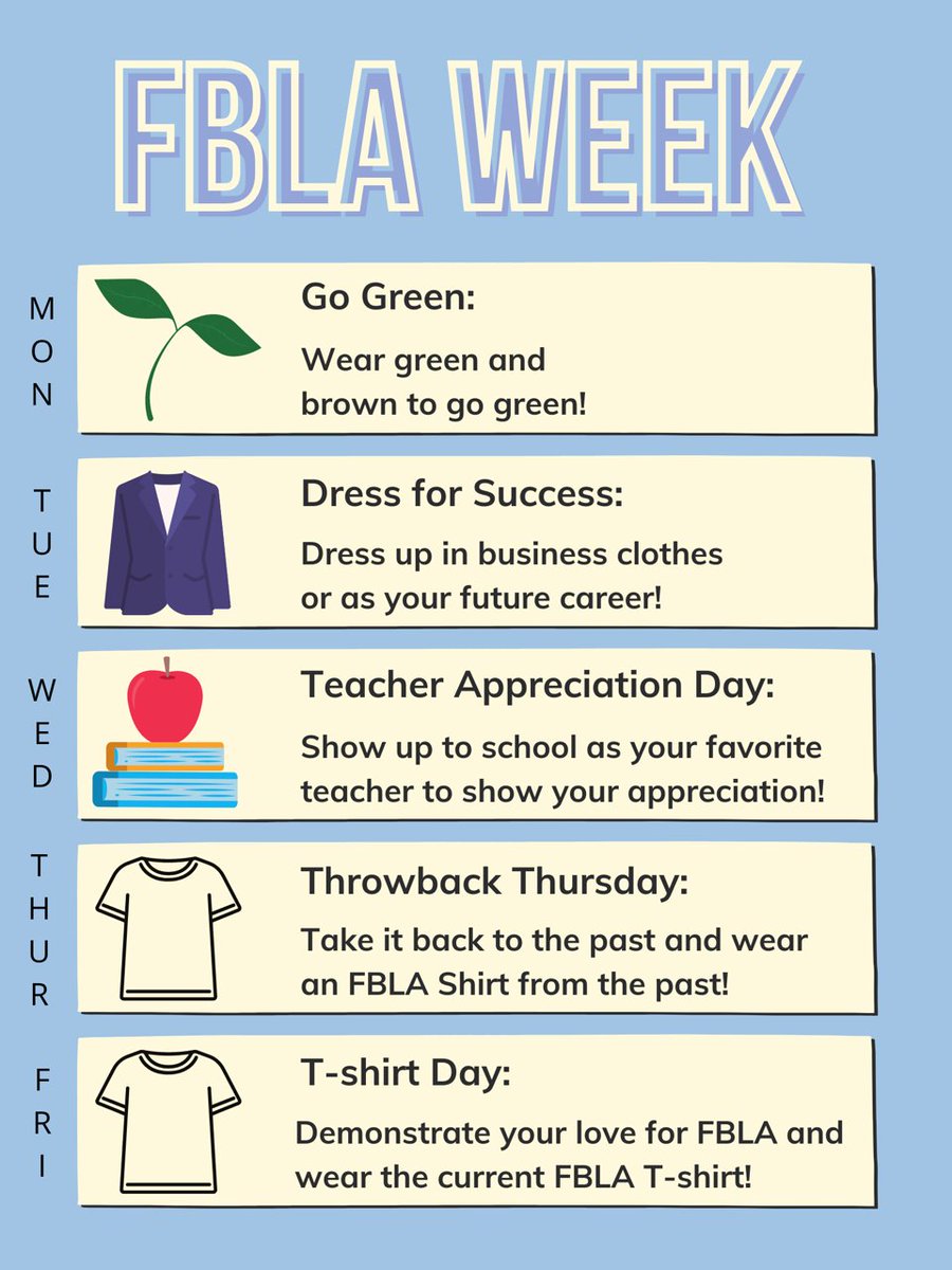 It's that time of year again it's FBLA week!! Feel free to participate in the fun in any or all of the themes this week!! #centurafbla #centurapride
