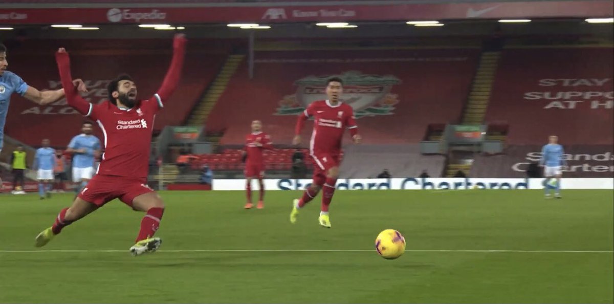 Jurgen Klopp can never say other teams dive for penalties. A soft breeze put Salah down tonight. 

Deserved that 4-1 thumping.