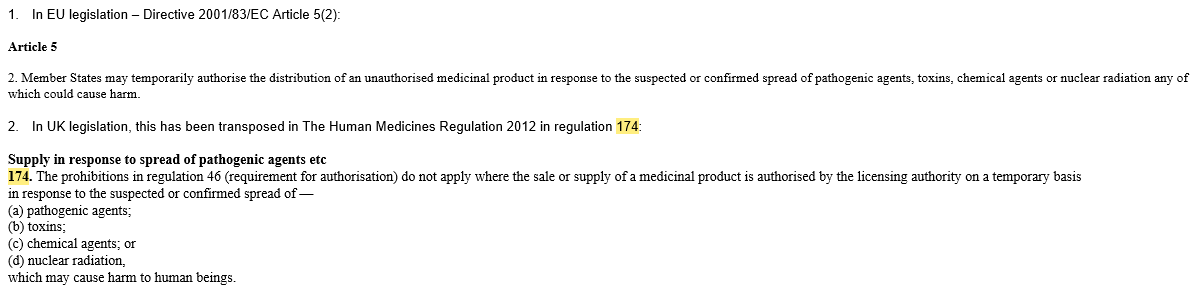 Brexit did not help (unless you think that, if the UK was still in the EU, it would have joined in voluntarily with joint EU procurement - I don't). The law used by UK regulators o authorise vaccines nimbly (reg 174) is a transposition into UK law of EU law!