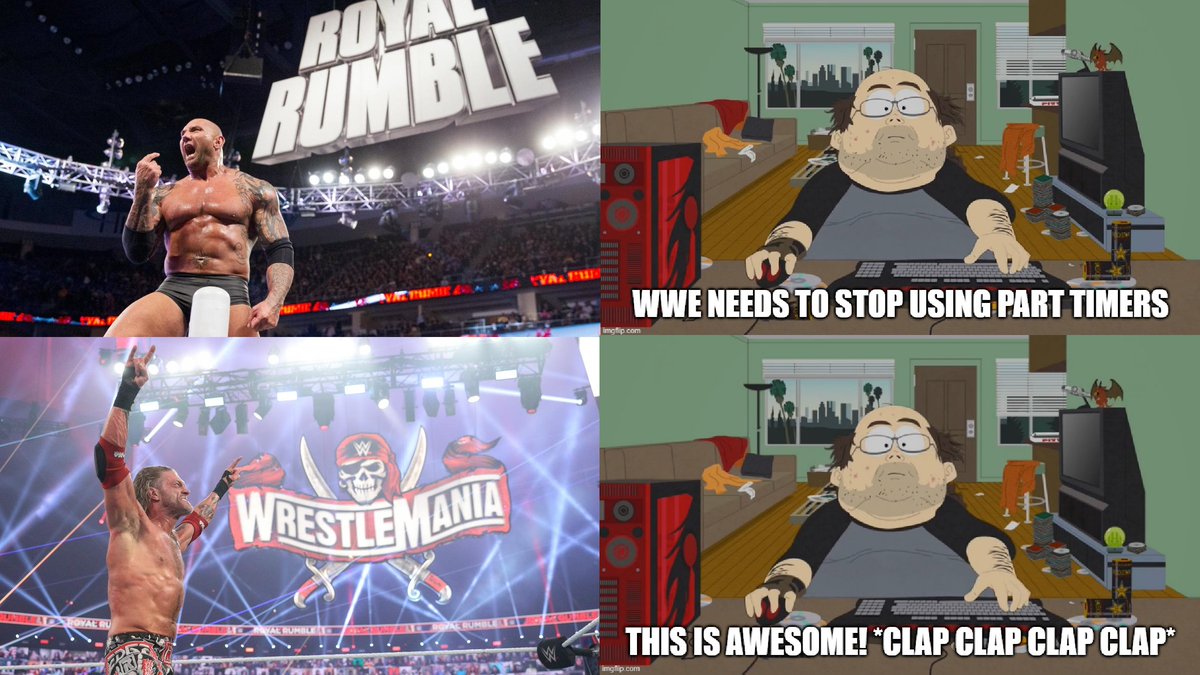 IAmEliasWWE's tweet photo. The Anti-IWC Community remains undefeated.
#DaveBautista #DaveBatista #Batista #TheAnimal #IWalkAlone #BatistaBomb #Edge #RatedRSuperstar #UltimateOpportunist #NeverGonnaStop #Awesomeness #5SecondPose #RoyalRumble #RoyalRumbleWinner #WWE #WWESuperstars #WWELegend #WWELegends https://t.co/kAR3E0MaTN