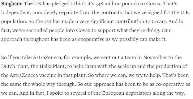 Attention is now rightly turning to what the UK has done to help other countries. In my opinion we've done better than most so far - partly due to Gov action, partly because we in Ox prioritised manufacturing in low income countries including India.