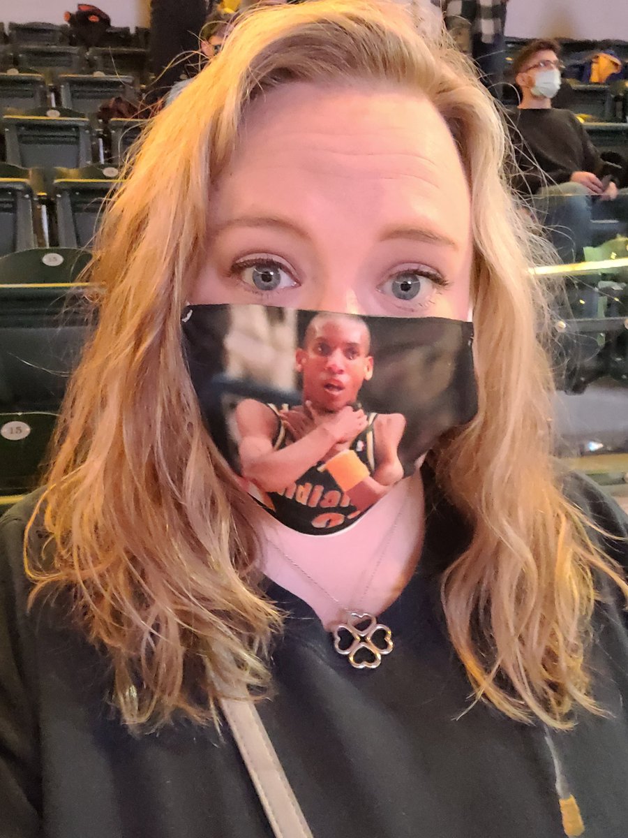 calhoun3107's tweet photo. Back at Banker's Life, sporting the best mask in the building!!!! @ReggieMillerTNT https://t.co/vYuoffj7m5