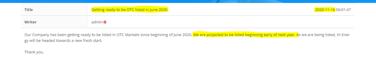  $LRDR 2nd Thread Cont:Around the same time they initially announced the  $OFTG coin they brought people from Hienergy Global into  $LRDR (LRDR website). Then in 2020 High Energy Global was formed, and in Nov 2020 HiEnergy put out a PR saying they would be listed first Q of 2021.