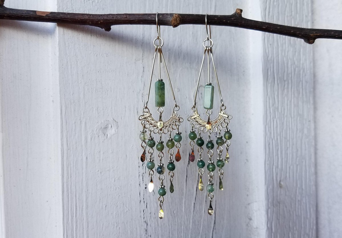 Thanks for the great review Summer ★★★★★! etsy.me/3tCLktC #etsy #beachtropical #women #bohohippie #darkgreenjewelry #chakragemstone #aventurinejewelry #womengift #extralongearrings #dropearrings