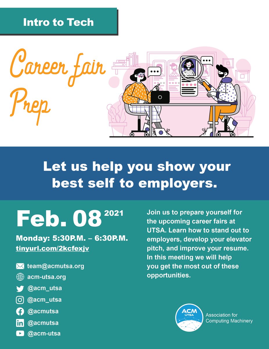 𝘐𝘯𝘵𝘳𝘰 𝘵𝘰 𝘛𝘦𝘤𝘩 𝘊𝘢𝘳𝘦𝘦𝘳 𝘗𝘳𝘦𝘱 𝘍𝘦𝘣. 8𝘵𝘩 5:30𝘱𝘮 💼📄

Join us tomorrow in our Intro to Tech Career Prep meeting!

Learn how to stand out to employers, develop your elevator pitch, and improve your resume! ✨😀 (link in bio)
