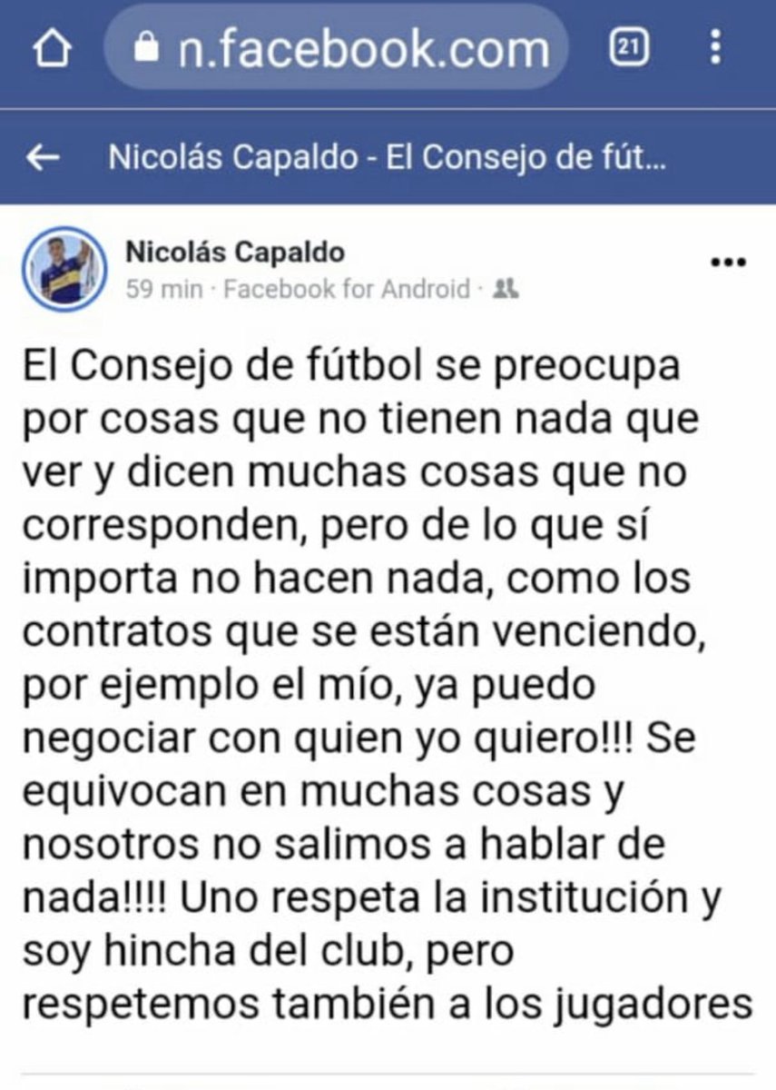 Nicolas Capaldo , no tiene cuenta en Facebook . Esta cuenta es trucha.