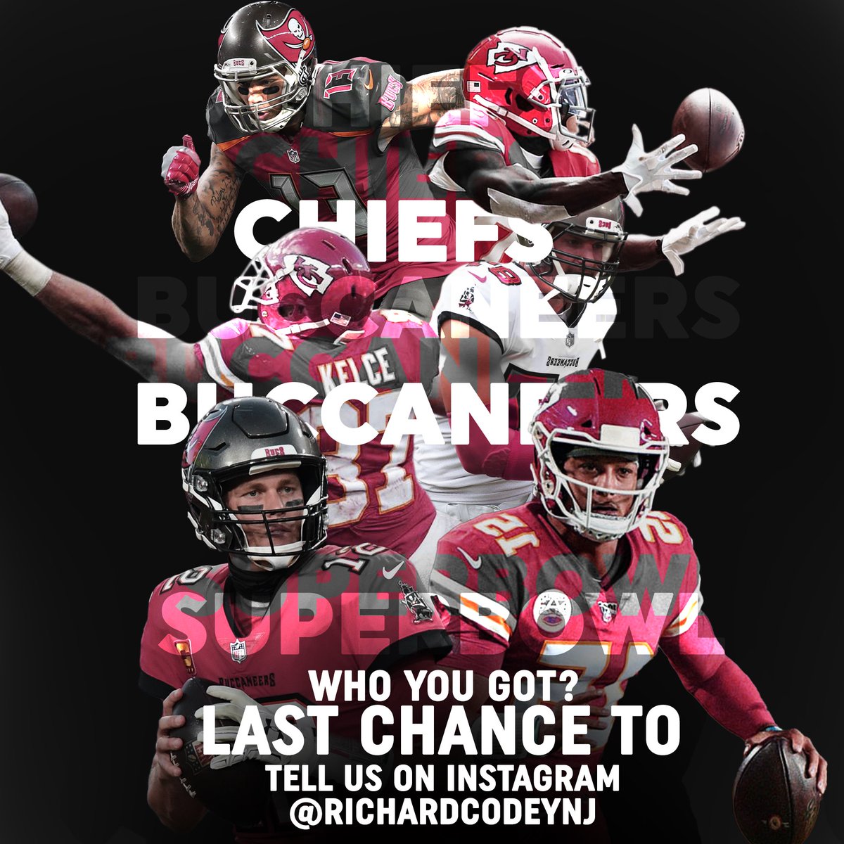 There is still time! Go to our Instagram page @RichardCodeyNJ and tell us who you think is going to win!

After the Big Game, we will randomly select a follower who chooses the winning team and send them a prize. instagram.com/richardcodeynj
#Chiefs #Buccaners