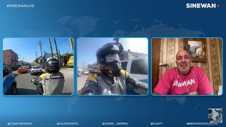 charlysinewan's tweet photo. En este directo en moto tampoco podía faltar nuestro amigo @MacBauman #SinewanLive https://t.co/OCIcoHznrU
