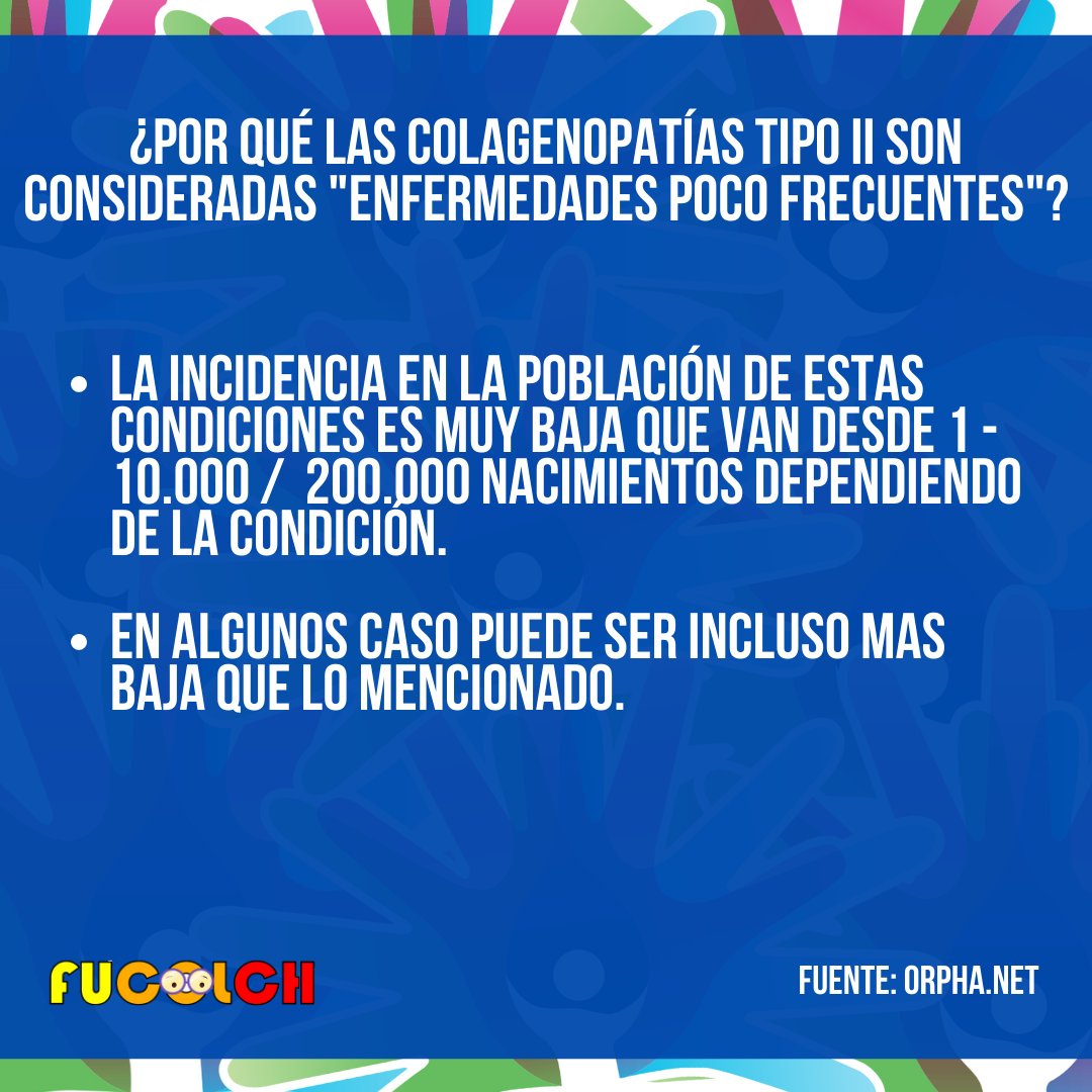 FUCOLCH's tweet photo. 2⃣1⃣ Días para #RareDiseaseDay2021 🕒🔙

 ¿Qué son las enfermedades poco frecuentes? y ¿Por qué las colagenopatías tipo II son consideradas "enfermedades poco frecuentes"?.

@NoInvisibles @rarediseaseday @AFASCOL https://t.co/NDhC5K8lU8
