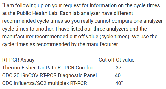 BREAKING NEWS on information obtained by  #RebuildNH from sources within the NH government. In a letter to our sources, Lori Shibinette, commissioner of  @NHDHHSPIO, wrote the following regarding PCR testing at cycle thresholds (Ct) used in NH: (1/5)