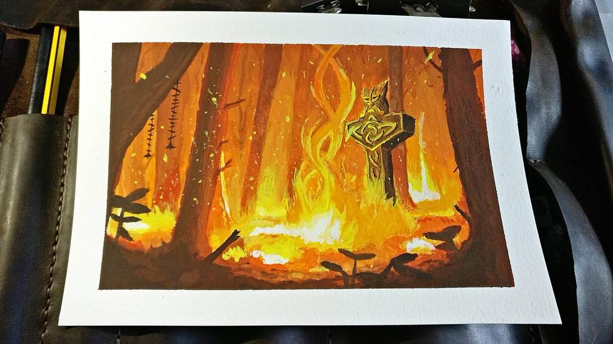 JobotOnline's tweet photo. I was inspired by the film "Only the Brave" and then inspired by the new magic the gathering set #kaldheim so then this painting happened 😜 

I made so many mistakes and learned a lot 😃
 #mtg #magicthegathering #2d #illustration #gouache #fire #forest #norse #viking #art https://t.co/fve3YQsbvN