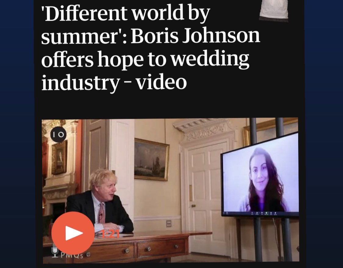 Back in December I asked <a href="/BorisJohnson/">Boris Johnson</a> about weddings, he told me weddings would be back to normal by Summer, but yet we’ve heard nothing since! We face loosing a 2nd year due to lack of clarity from the Government! You must support the sector <a href="/scullyp/">Paul Scully</a> #whataboutweddings