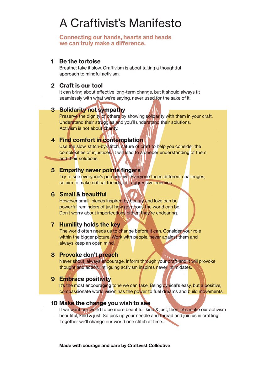  Print & use our 10 point  #Manifesto Used by  @WWF to change the law in Spain to protect migrating birds.Available in 6 languages (with the aim of more)  https://craftivist-collective.com/blog/2018/10/presenting-our-a-craftivists-manifesto/Plus a limited edition letterpress printed, signed edition   https://craftivist-collective.com/prouduct/craftivism-manifesto