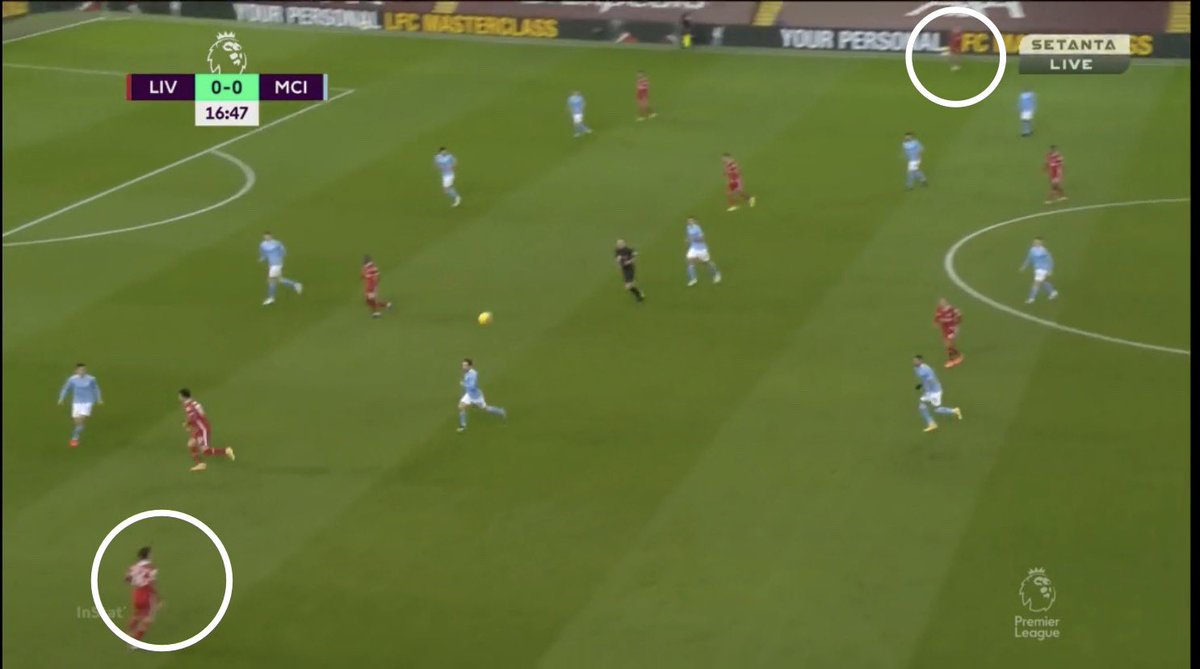 Pep mentioned in his post match interview that he changed the formation at half time in part to combat the threat from Liverpool’s full backs. In a quiet first half Alexander Arnold looked like Liverpool’s main attacking weapon. Both full backs stayed wide and were given space 2/