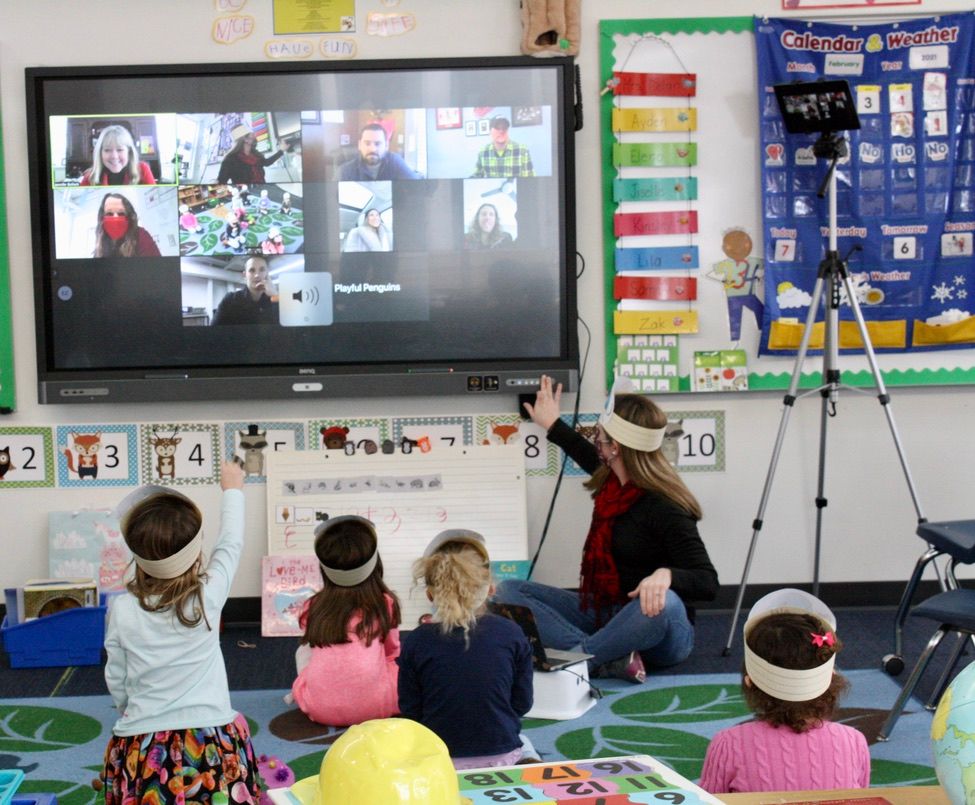 KellyHincks1's tweet photo. We enjoyed celebrating #WorldReadAloudDay last week! We connected across our school building, with our friends at home, and with parents all to read together! #dcdsreads #mischoollibraries https://t.co/7n1AeUq5JQ