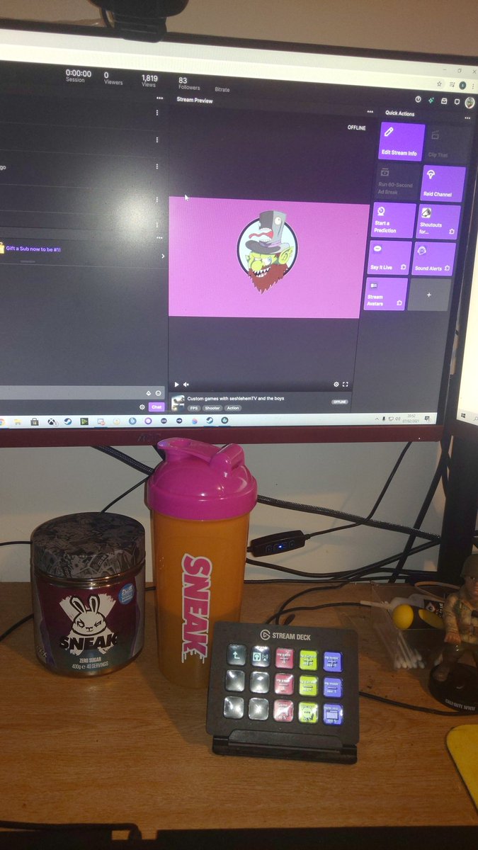 What every streamer needs. <a href="/elgato/">Elgato</a> stream deck and #wave3 and some <a href="/SneakEnergy/">SNEAK</a> to keep you going all through the day. Thinking cherry is the next go to flavour 🤔