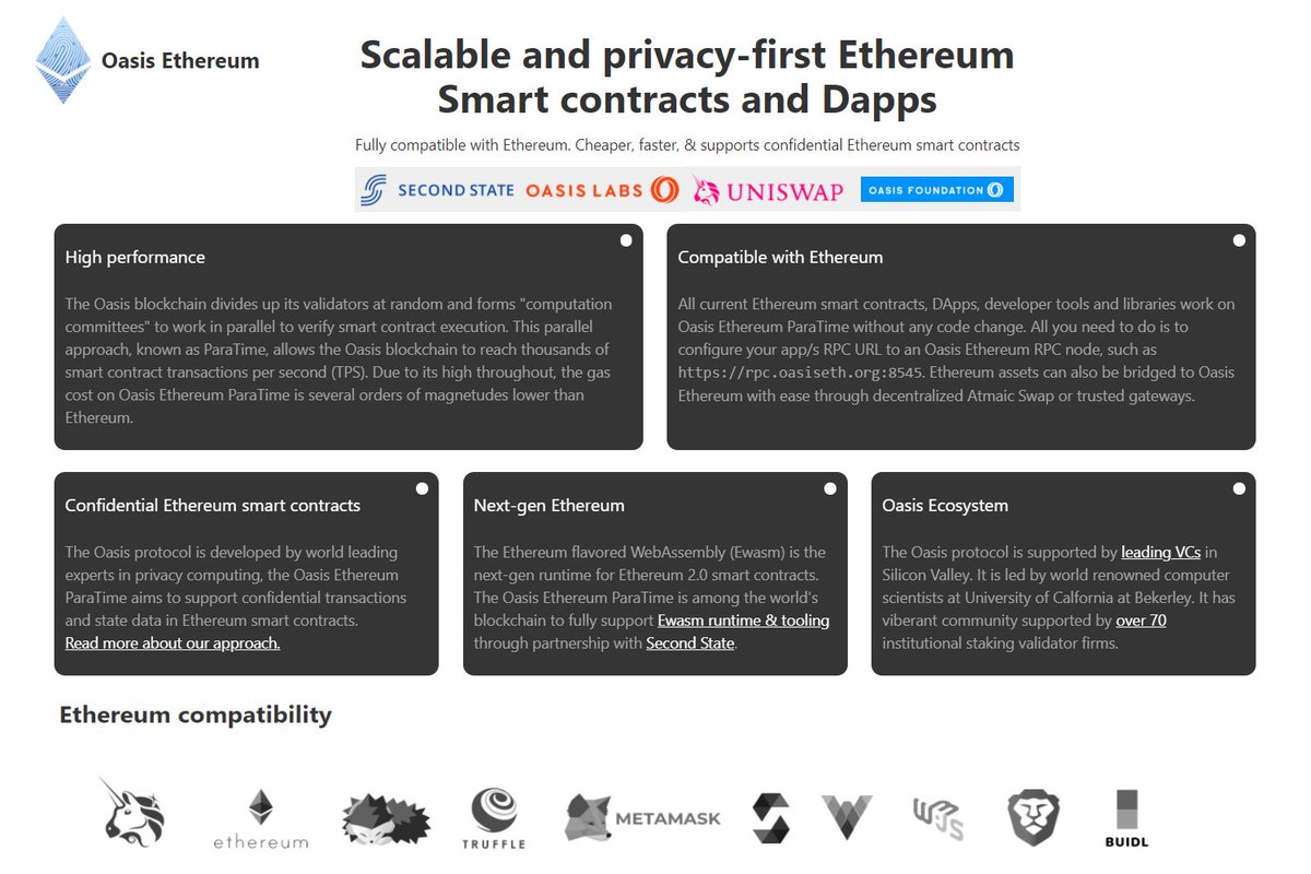 Could we see a  @Uniswap v3 release soon?"Through a collaboration between  @Uniswap and  @secondstateinc, we are bring the full  #Uniswap DEX to the  @OasisProtocol blockchain through the Oasis Ethereum ParaTime." @oasiseth ParaTime will launch in ~3 weeks.  $ROSE   #OasisNetwork