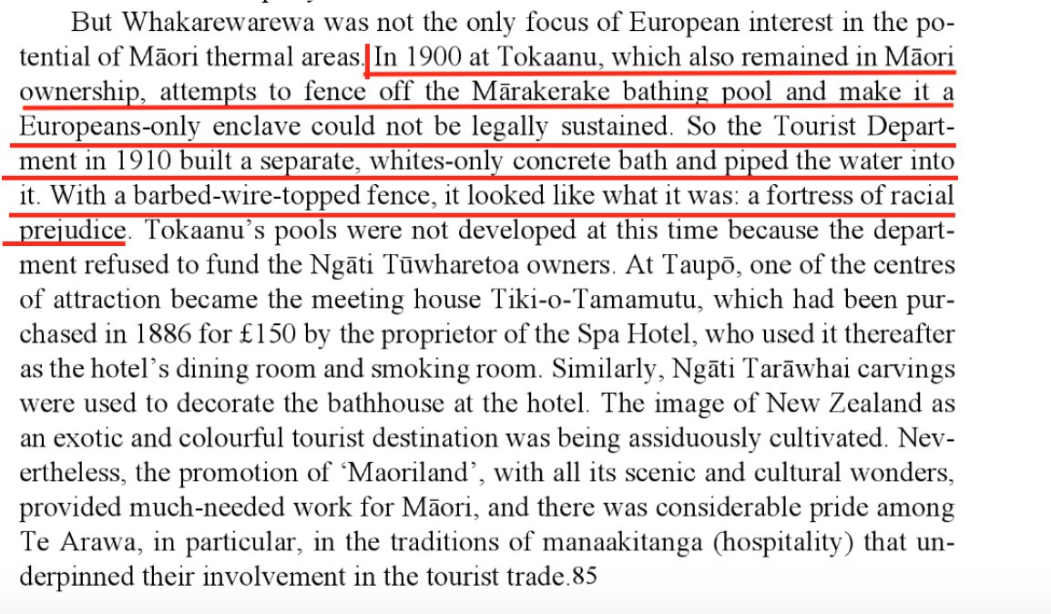 1/My grandmother spoke of the pain as a child due to pākehā segregating the Tokaanu hot springs, our tribe's wāhi tapū. Segregation began in 1900 & continued into 30's & 40's. Binney wrote the "barbed wire fence...a fortress of racial prejudice" (Pic, Tokaanu children, Aunty Hui)