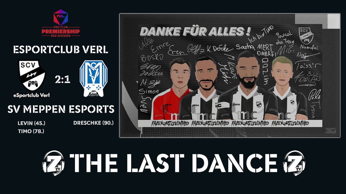 ⚽👟 Ausgetanzt 👟⚽
Der @eSportclubVerl gewinnt sein letztes Spiel gegen <a href="/EsportsMeppen/">SV Meppen eSports</a> mit 2:1. 
Danke für diesen besonderen Abend. Ihr seid einfach tolle Menschen. Ich wünsche jedem einzelnen von euch nur das BESTE.

Wiederholung
twitch.tv/videos/9050798…

#FIFA21 #FIFA #eSports