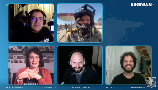Jorge__Sierra's tweet photo. QUÉ PASADA DE DIRECTO Y DE EXPERIENCIA. GRACIAS A TODOS! #SINEWANLIVE @charlysinewan @Viajoenmoto https://t.co/gtYh1zu5DZ