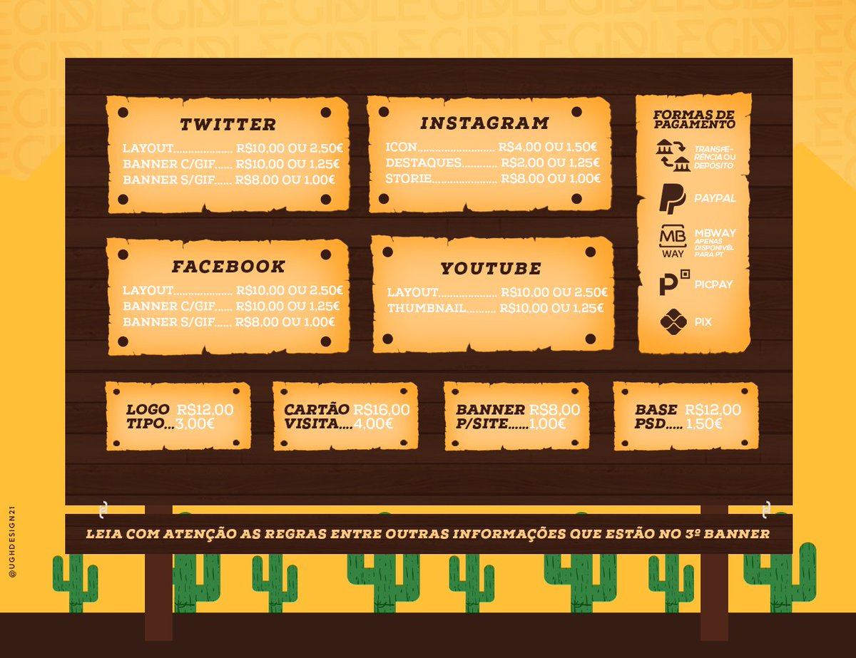 ☰ BEM VINDO A UGH DESIGN 
🖥️Portfólio: ughdesign.46graus.com
🗓️Cronograma: docs.google.com/spreadsheets/d…
🔽Parcerias, Staff, entre outros abaixo!