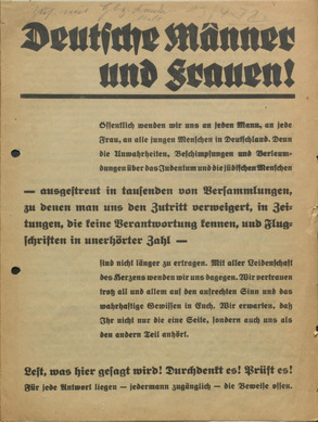 CV distributed brochures & flyers without mentioning names. This flyer is an exception though: it follows the old patterns of so-called apologetics.  https://jewish-history-online.net/article/barkai-flyer-centralverein