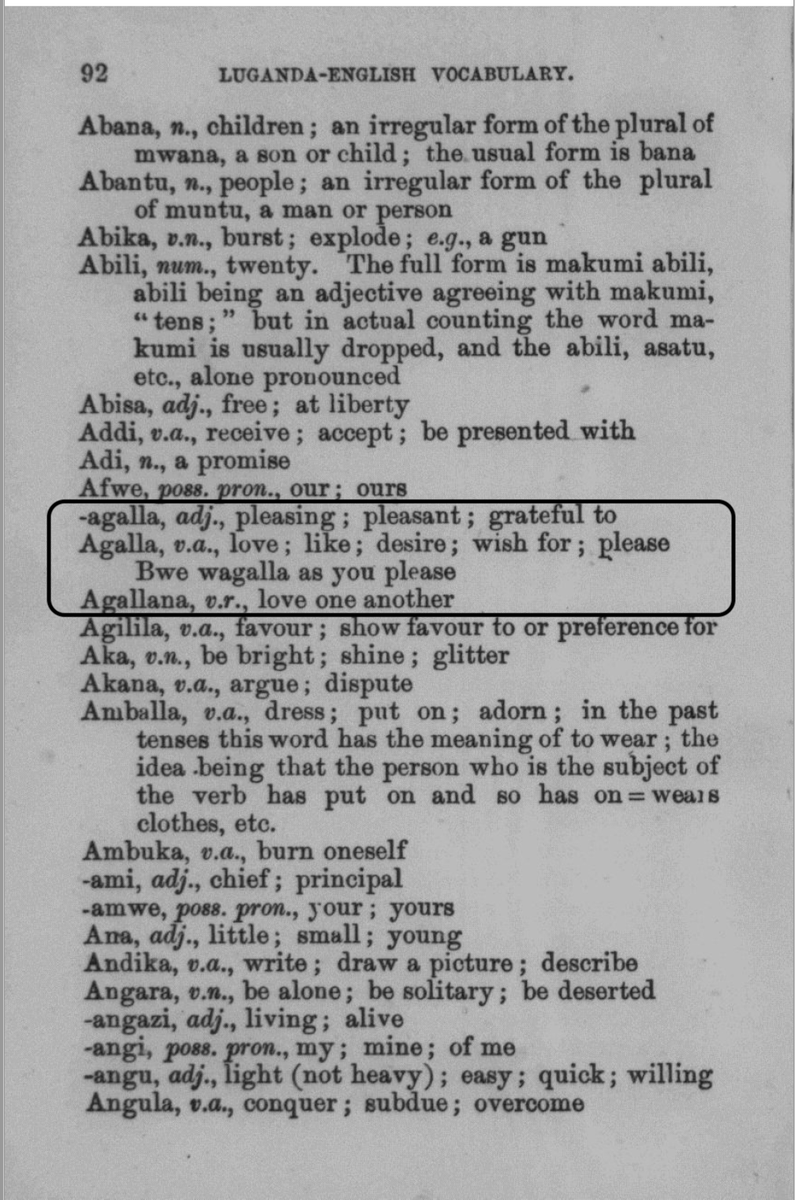 This builds upon the excellent conversation b/w  @Isacmpanga &  @JMwesigwa_S re: Royal Mile in Buganda. How is 'Kabaka’njagala' best translated? Commonly translated, The King Loves Me,  @Isacmpanga effectively argues that this is a problematic translation of an older meaning. 1/4  https://twitter.com/JonathonLEarle/status/1358514048866930689