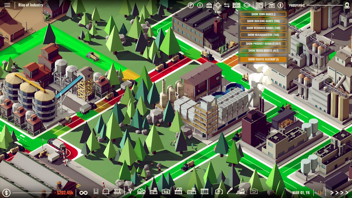 3 NEWCOMER TIPS: 

- Get urban roads quickly: they're cheap to research &amp; provide a Truck speed boost.
- Don't build Warehouses till you need them.
- Don't build a farm or factory until you have a full supply chain in place!

#RiseofIndustry | #IndieGame | #IndieDev