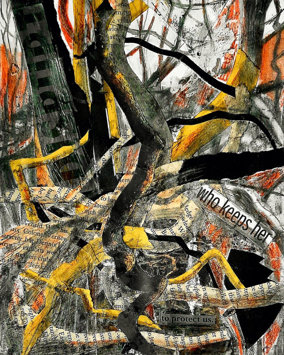 BeccaSmithArt's tweet photo. 'Roots' #collage using #graphite #watercolourpencils #foundimages #foundtext #environmentart #ClimateEmergency #landscape #drawing #artinlockdown https://t.co/nB8XpRj5PW