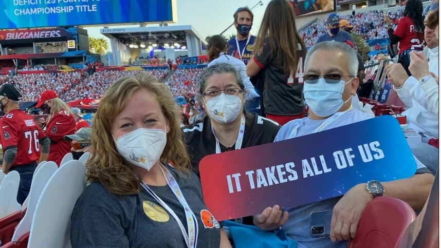 We were thrilled to work with our partner, <a href="/Browns/">Cleveland Browns</a>, to send three frontline caregivers to #SuperBowl LV in Tampa, Florida. Catherine Wilson, Rolando Mirandilla, and Dr. Rana Hejal have worked on the frontlines of the COVID-19 pandemic since it's outbreak last year.
