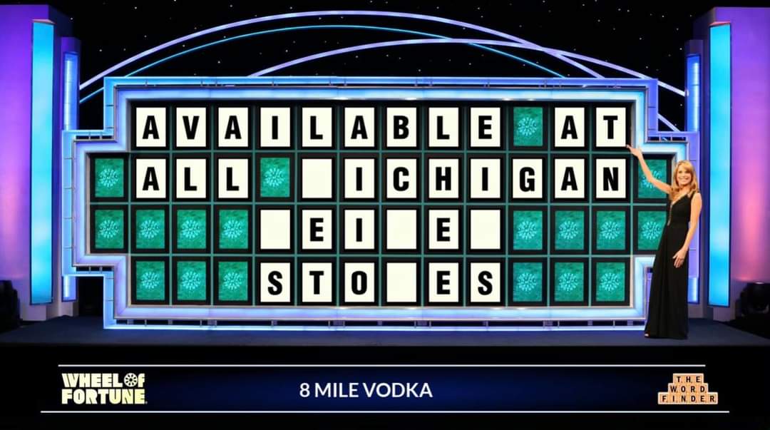 Premium #8MileVodka is on the move! Can anyone say “I’d like to solve the puzzle” 🤔🤔
.
.
.
.
.
#supersunday #8mile #8milemoves #premiumvodka #wheeloffortune #sundayfunday #solvethepuzzle