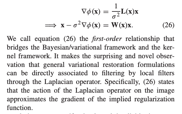 This would be really convenient, but what does the kernel K(i,j), or the weights W(i,j), need to be in order to give an approximate solution to the optimization problem in one shot? The punchline: We must have the Laplacian of W(x) be proportional to the Gradient of φ(x) !4/n