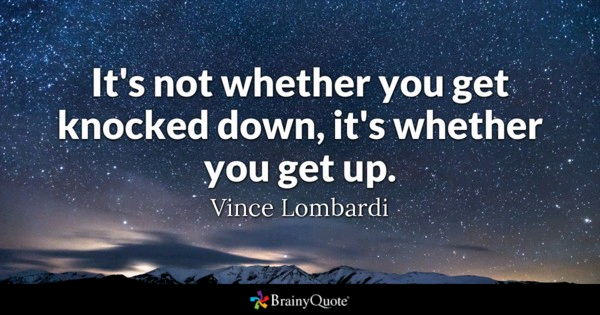 MarshaCollier's tweet photo. "It's not whether you get knocked down but whether you get back up..."

--🏈 Vince Lombardi
#SuperBowl https://t.co/TlaDBYt9BT