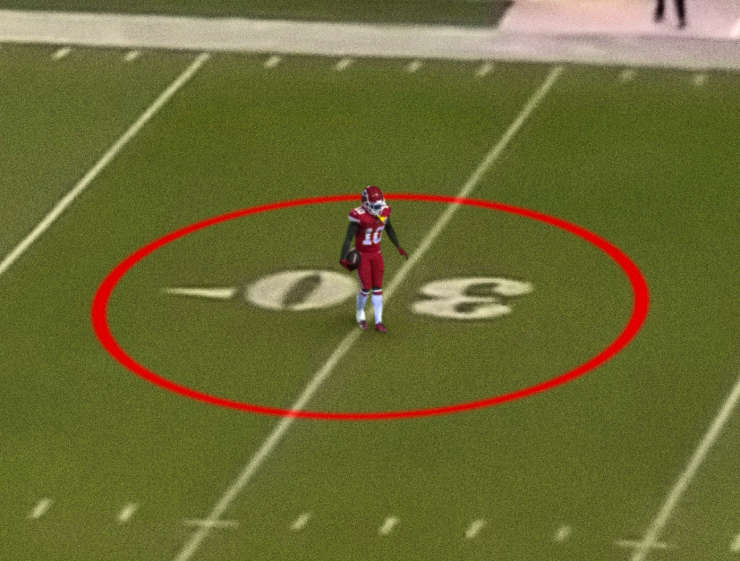 TheOnion's tweet photo. CBS Adds Highlighted Line On Field Showing Women How Far Away They Should Stay From Tyreek Hill https://t.co/REYXe4OJE8 https://t.co/ozACjtfUdA