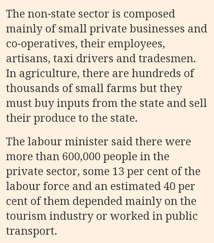 On the scale of the non-state sector (which I see the FT forgot to add scare quotes to here).13% self employed. Oh no, how mighty capital must be in Cuba.