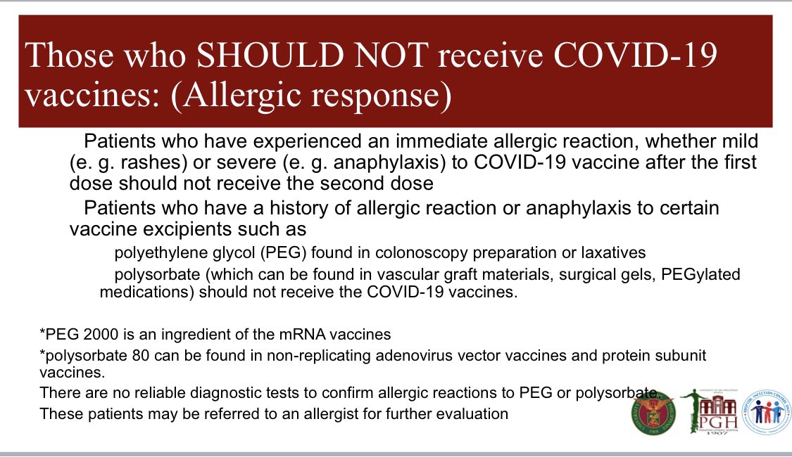 Allergy is rare but may occur.Therefore IT IS IMPORTANT that the facility is able to address the potential reactions. The hospitals will observe vaccinees for 30 to 60minutes. - Dr. Regina Berba<Huwag po basta basta magpabakuna kung saan saan kung hindi kayo mababantayan.>