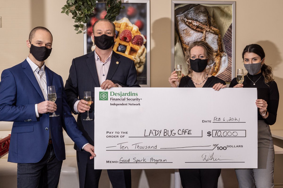 JasonTweet7889's tweet photo. A few months ago my brother mentioned to me that #desjardins was holding a #goodspark grant program for local business trying to adapt to covid. I mentioned it to my favorite breakfast place #ladybugcafe and they applied. I was overjoyed to be part of telling them they won! https://t.co/hzHWIfuPiU
