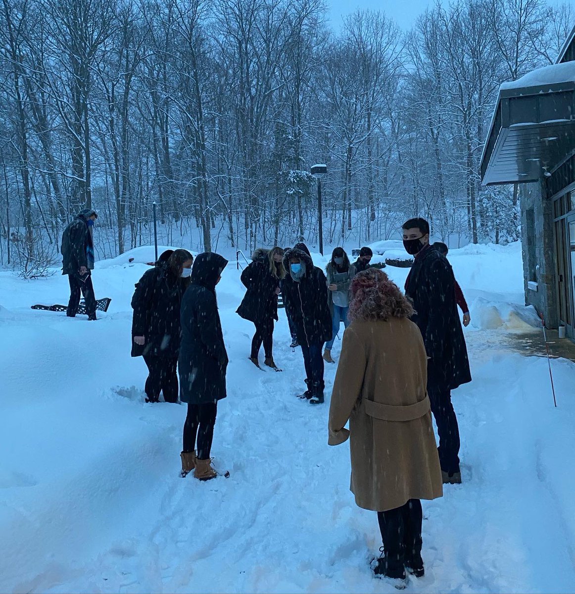 AAVocationsUSA's tweet photo. A winter backdrop at Assumption University for our group picture at the end of SEEK21 ❄️ Bro. Daniele Caglioni along with students and FOCUS Missionaries gathered for Mass on campus after a virtual retreat experience. #picoftheday #TheAssumptionists #Catholic #ReligiousLife #Joy https://t.co/yPdUfRjfAF
