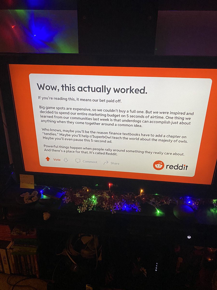 SkipNation's tweet image. MOST IMPRESSIVE SUPERBOWL AD GOES TO @reddit &amp;amp; WSB! 5 seconds of airtime and it caught the attention of millions.