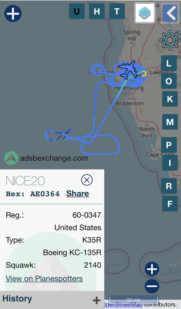 Jack_Mrgln's tweet photo. Stratotanker #NICE20 (AE0364) continuing to run its route near Raymond James Stadium. #SuperBowl
A little look at its history: https://t.co/2Eqg4wb9wJ https://t.co/qIMkYdbkOl