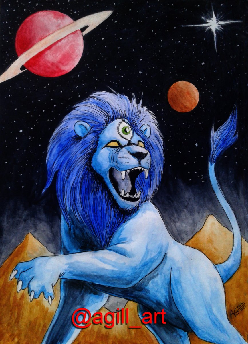 Agill_art's tweet photo. SPIRITUAL LION BY AGILL (2021)
#SpiritualLion #spiritual #lion #space #espace #cosmos #stars #etoiles #planet #planete #thirdeye #TroisiemeOeil #fantasy #surreal #fantasique #watercolor #aquarelle #AgillArt #agill https://t.co/9ME4bdFmf8