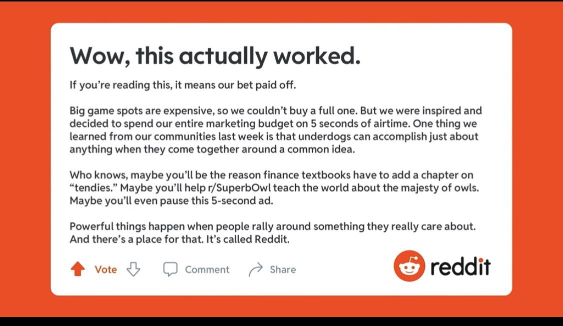 Wow, this just happened. I actually screamed. #reddit #SuperBowl