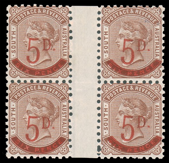 ParadiseVStamp's tweet photo. In our #F579 Sale! Open now, Ends Feb.12, 1pm EDT
SOUTH AUSTRALIA, 1891, 5p on 6p RED BROWN GUTTER BLOCK OF FOUR NH, #95, fresh, fine-very fine, cat. $80.00 as hinged singles
#timbres #briefmarken #sellos #francobolli
https://t.co/Z1ozVtakAW https://t.co/6AG5YNi2CS
