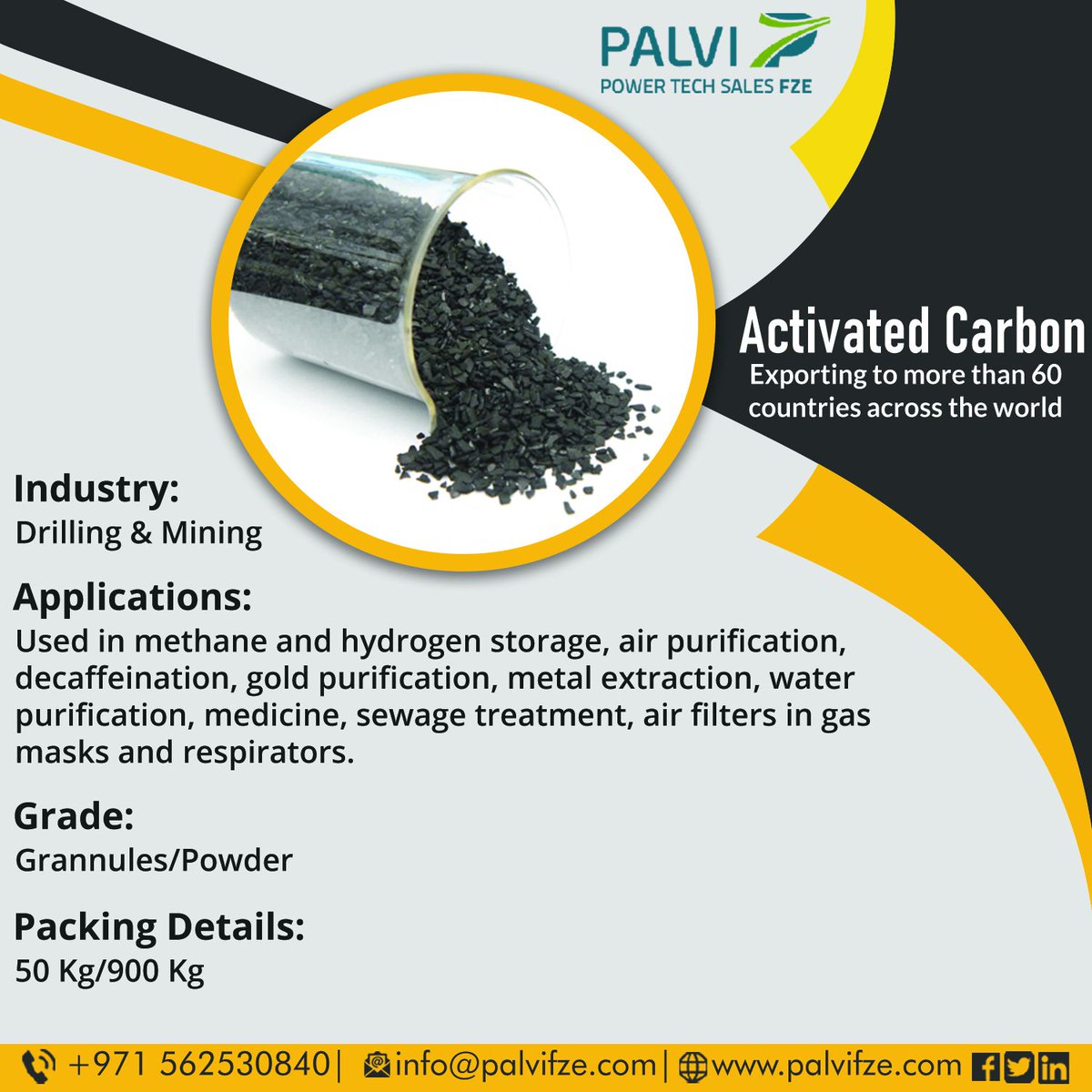PalviFze's tweet photo. #PalviFZE #Palviindustrieslimited #activatedcarbon #export #import #EXIM #global #distribution #supplier #Southafrica #tanzania #saudiarabia #iran #russia #ghana #srilanka #asiapacific  #trade #drillingindustry #miningindustry #distributors  #carbomactivado https://t.co/p5sbJVMn13
