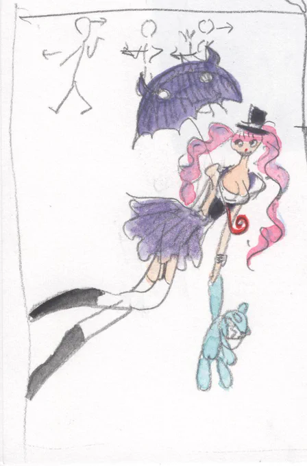 ペローナ編
扉絵のポーズと髪と服が決まるまでのらくがき⑤

これで扉絵おわり
挿絵ができるまでのらくがきはまた今度まとめます 