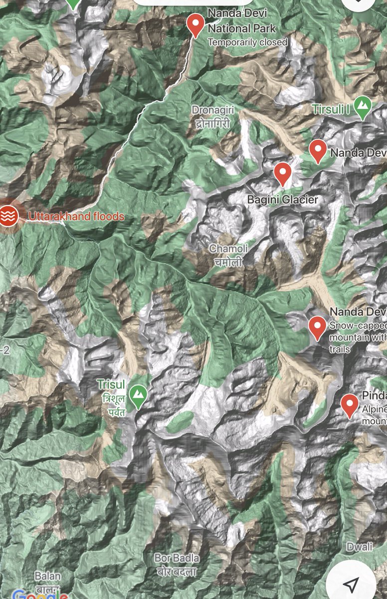 Now  @ParveenKaswan identified this as NandaDevi glacier - perhaps he mistook this as part of NandaDevi National Park- which is spread between both valleys. Check second pic for the exact location of Nanda Devi peaks