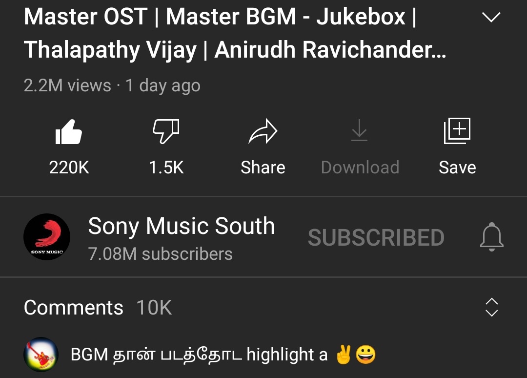 VaathiMalaysia's tweet photo. #VAATHICOMING Stats 📈
➡️30M+Million views
➡️980K+ likes
➡️46K+ Comments
#MasterDeleted scene Stats 📈
➡️5.5+Million views
➡️425K+ likes
➡️16K+ Comments
#MasterOST Stats 📈
➡️2.2+Million views
➡️220K+ likes
➡️10K+ Comments
THALAPATHY RULLING youtube😎
#Master @actorvijay https://t.co/YHLiCPQL5n