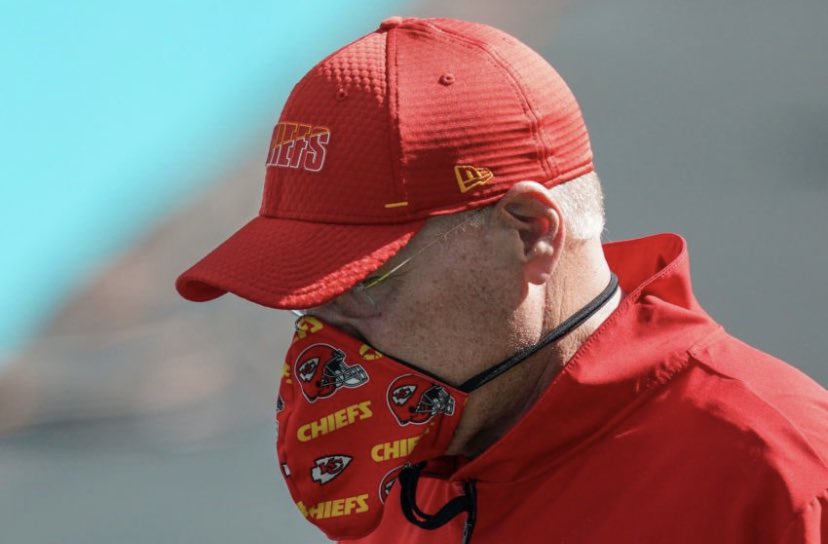 Trevor12Jones's tweet photo. Aside from the game... watching Andy Reid’s mask change through out the game was the best part of the super bowl😅 https://t.co/DGkmZ4X6I7